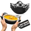 4 Piece Microwave Bowl Holder Set 7.5 x7.5 inch Microwave Bowl Holders for Hot Food Black and White Checkered Fabric for Safe & Easy Handling Mac