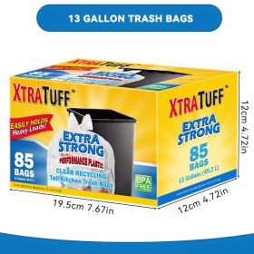 13 Gallon Puncture Tear Resistant Boxed Disposable Garbage Bag, 85pcs Kitchen Drawstring Trash Bags Fresh Clean Scent With Lemon Mint Scent