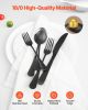 VEVOR 30-Piece Black Silverware Set, Food-Grade Stainless Steel Flatware Utensils for 6, Mirror Finished Cutlery Set
