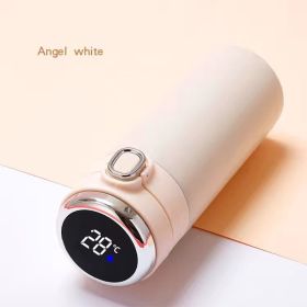 Intelligent Vacuum Cup Car Protable Thermos Coffee Tea Milk Travel Thermoses Bottle Stainless Steel Smart Temperature Display (capacity: 320ml, Color: White)