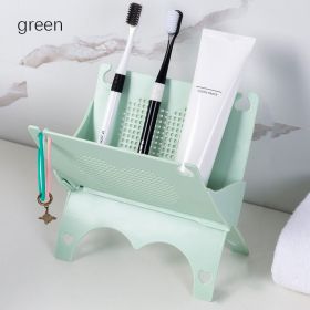 1pc Folding Storage Rack; Multi-functional Kitchen Drainage Rack; Desktop Sundries Sorting Rack Storage Rack (Color: Green)