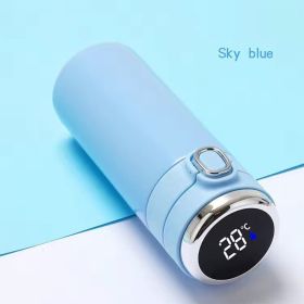 Intelligent Vacuum Cup Car Protable Thermos Coffee Tea Milk Travel Thermoses Bottle Stainless Steel Smart Temperature Display (capacity: 420ml, Color: Blue)